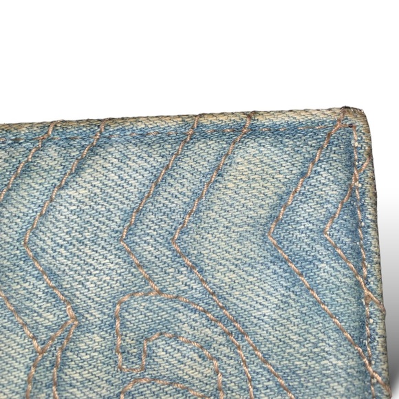 FULL INCLUSION! RARE Gucci Pearly GG Marmont Matelasse Denim Wallet with Chain. - Picture 15 of 16